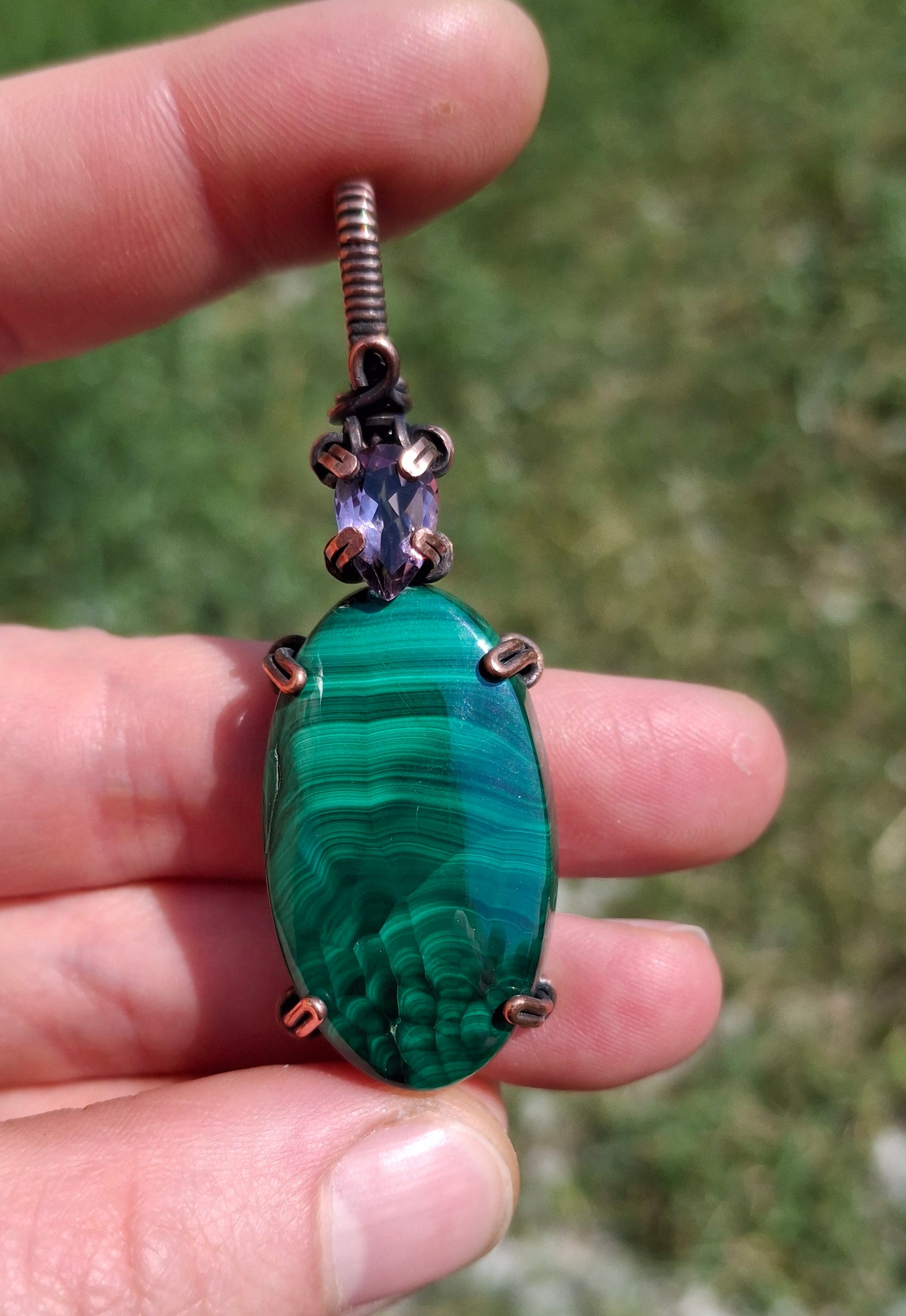 Malachite and amethyst