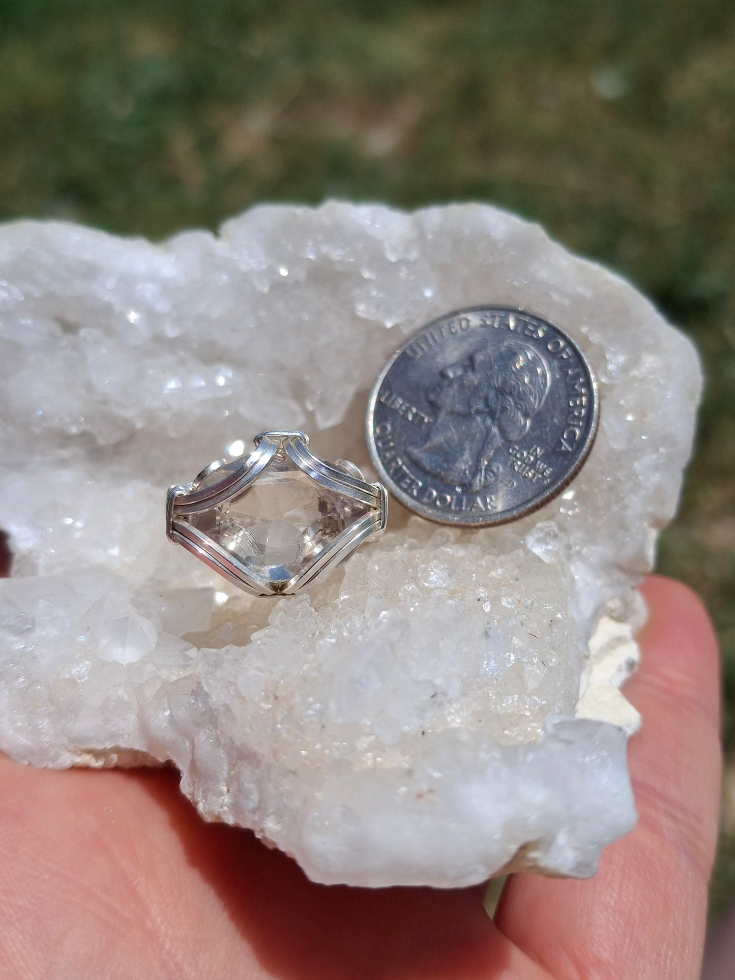 Clear quartz ring