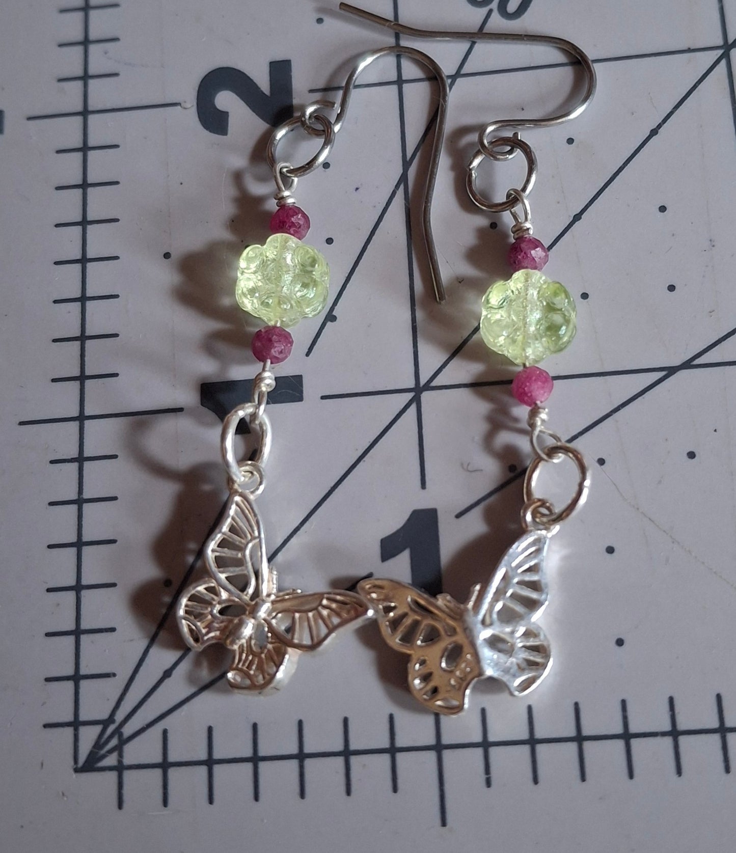 Uranium glass and ruby butterfly