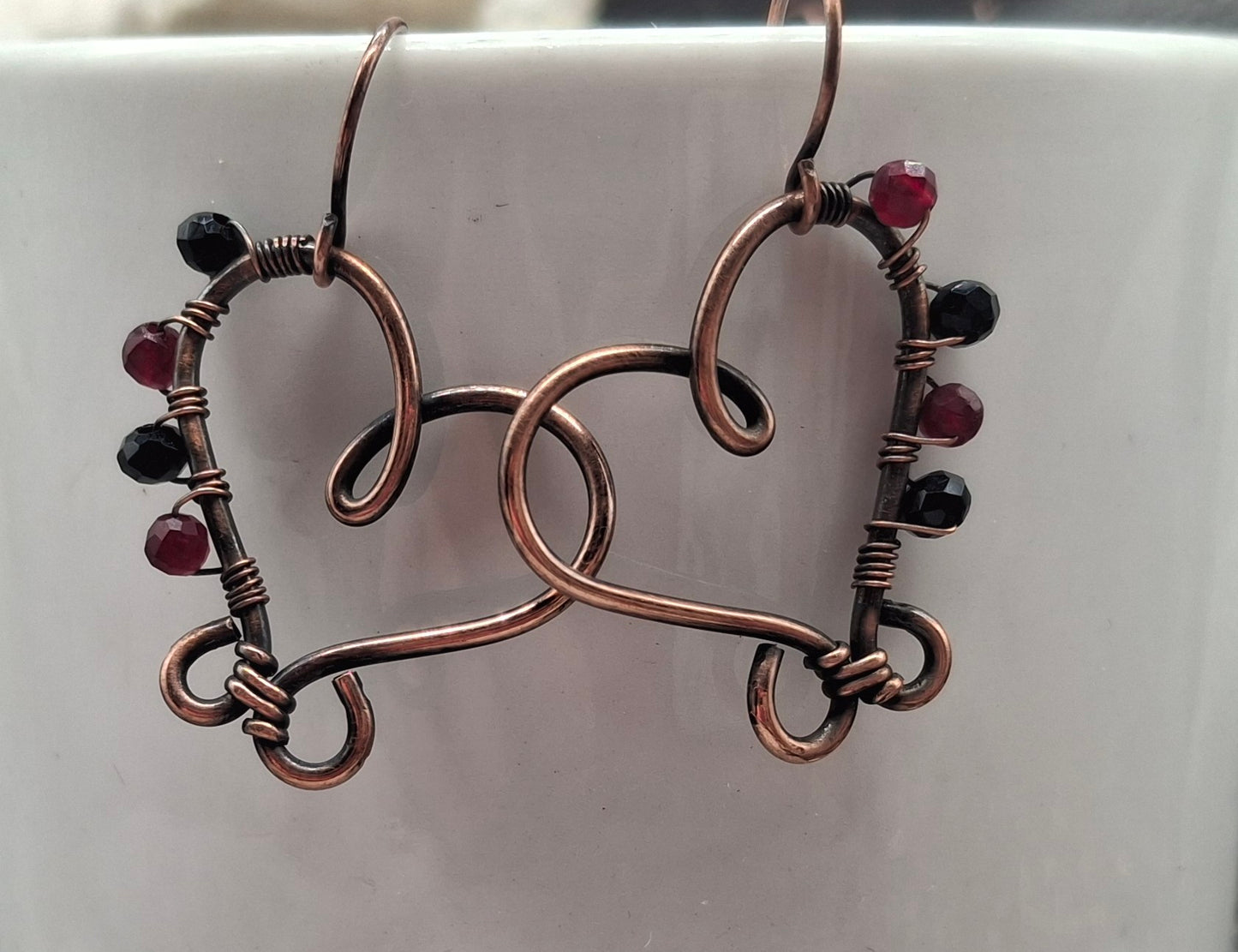 Black spinel and garnet hearts
