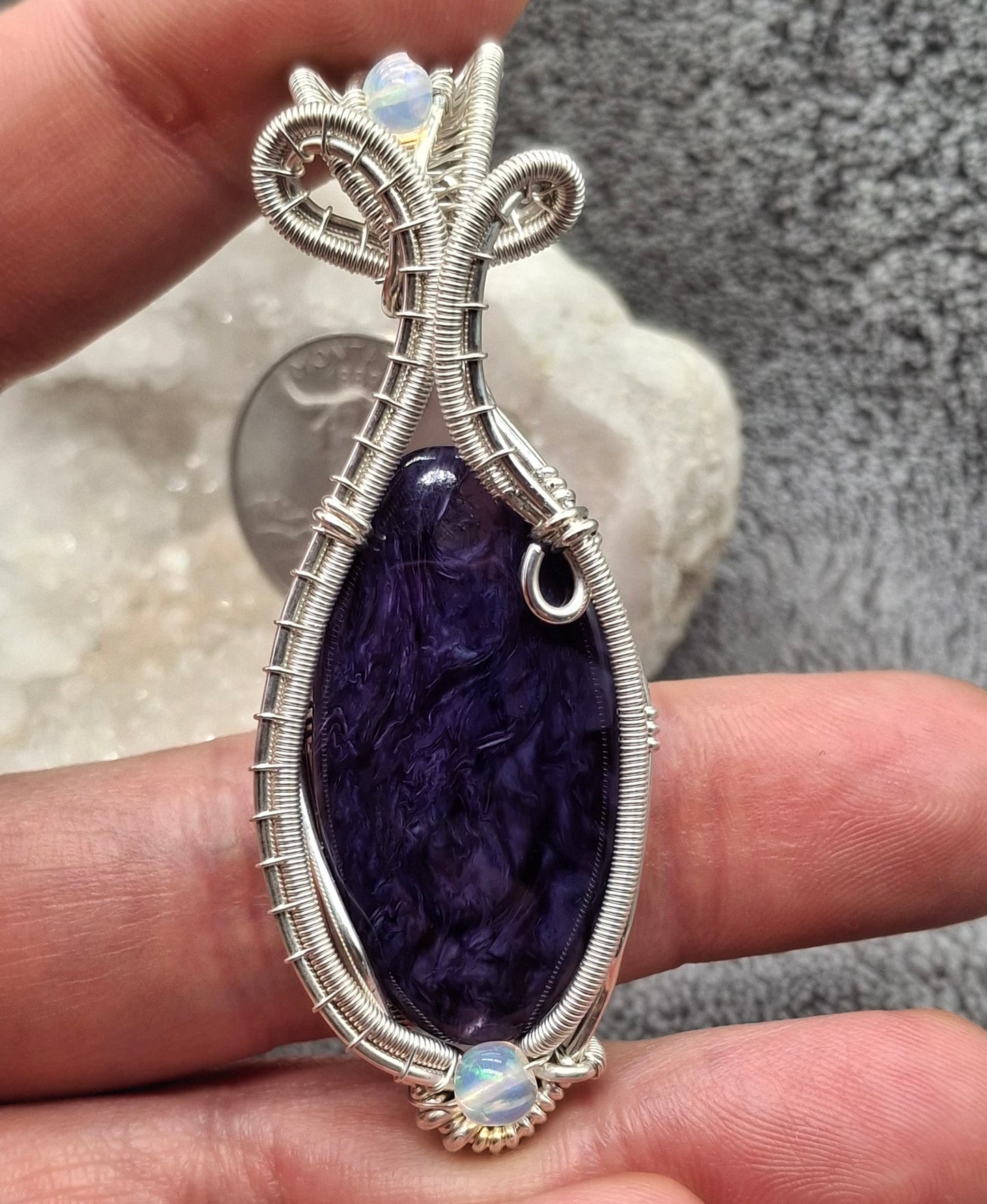 Charoite and opal