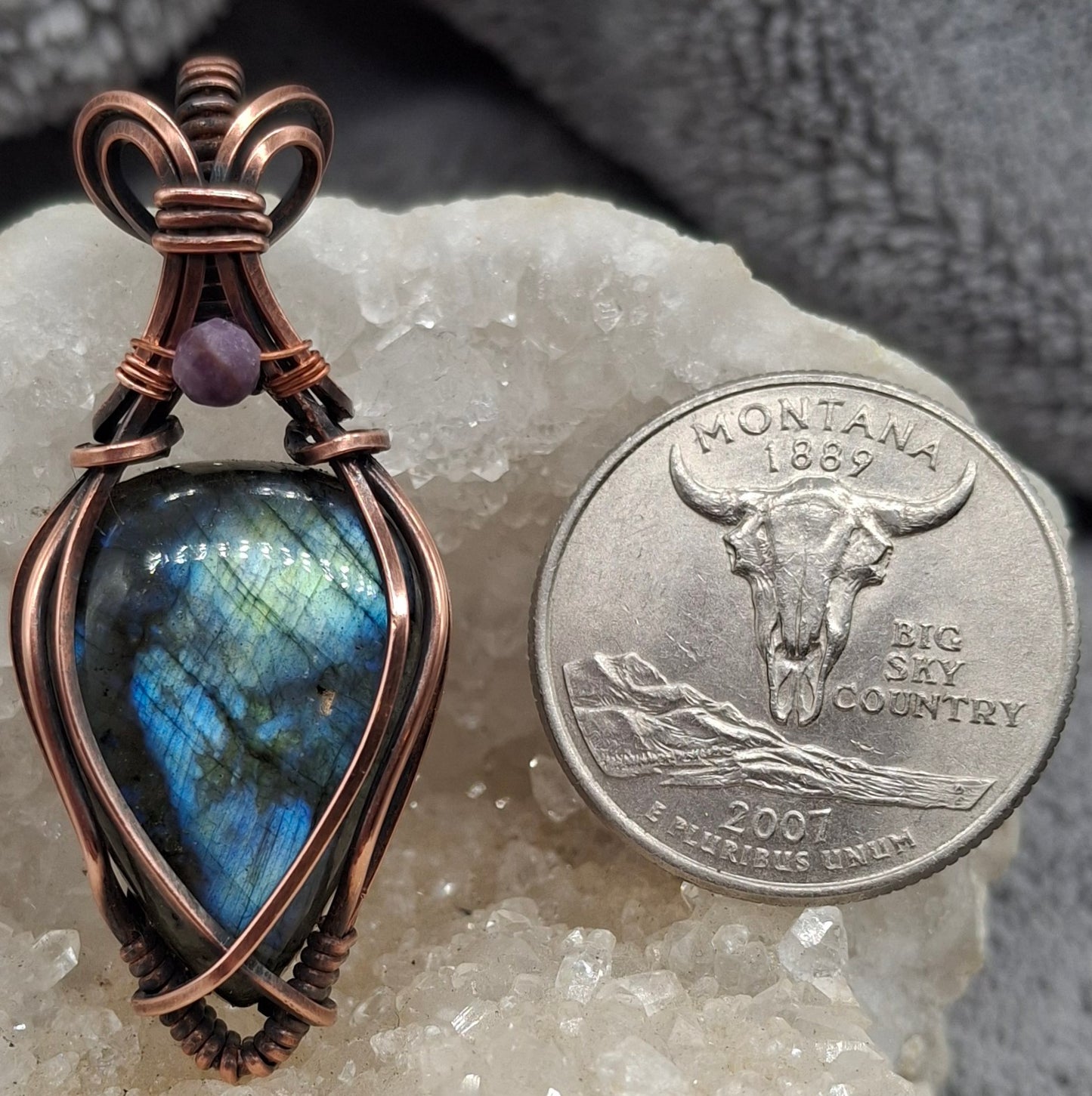 Labradorite with sugilite