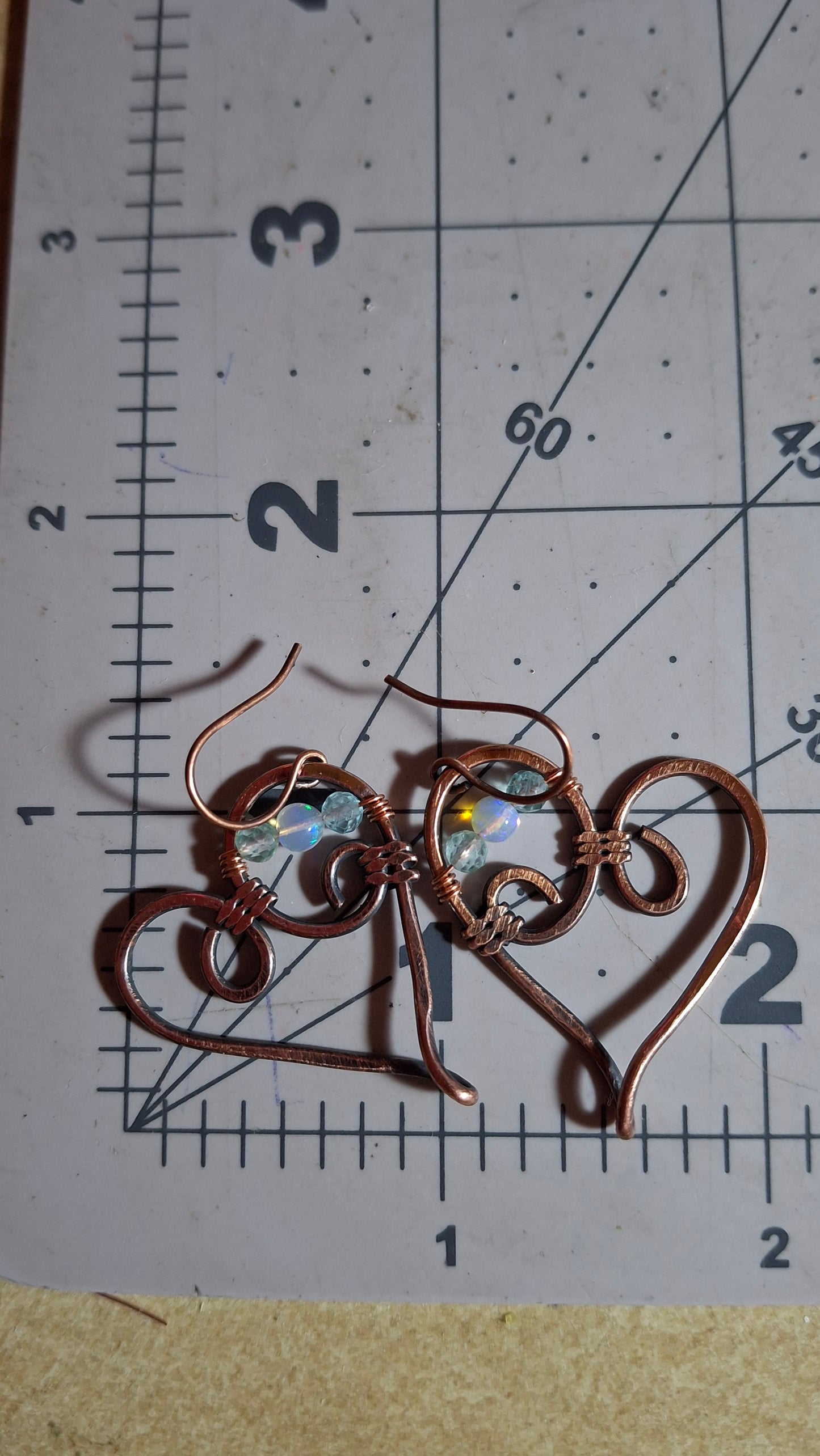 Aquamarine and opal heart