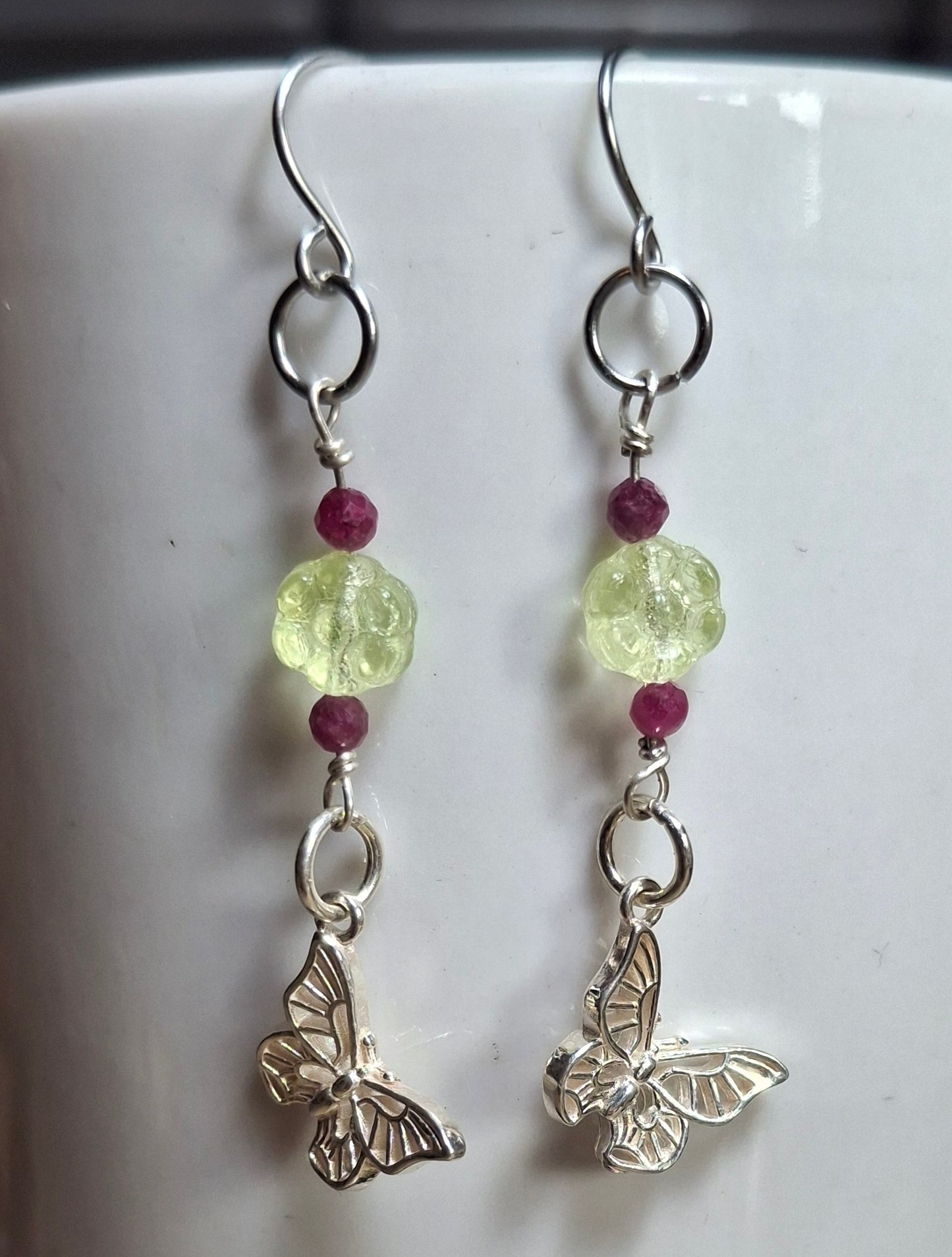 Uranium glass and ruby butterfly
