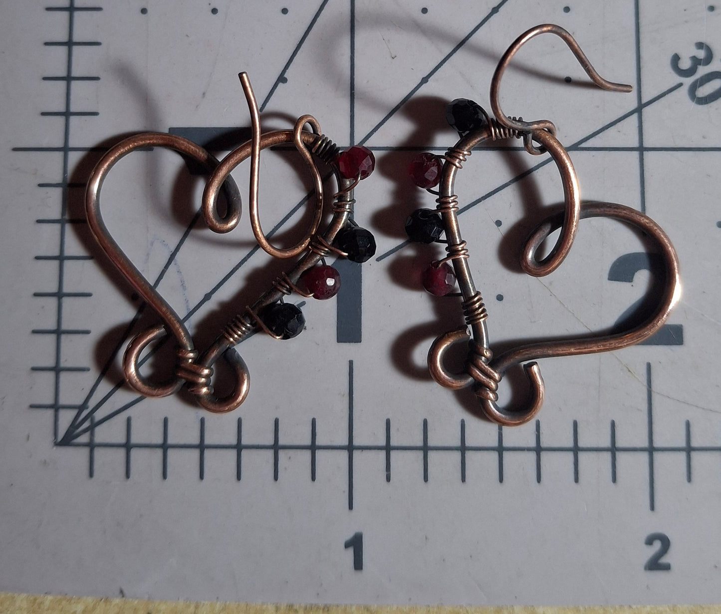 Black spinel and garnet hearts