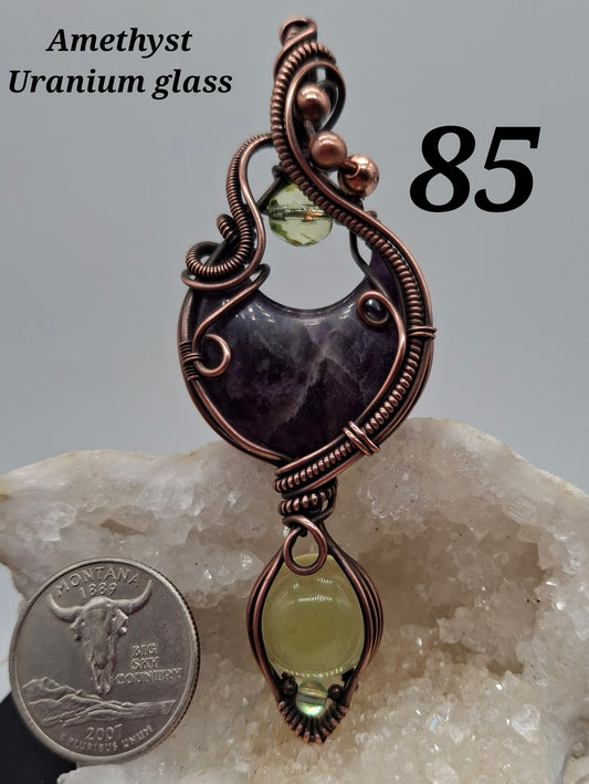 Amethyst and uranium glass