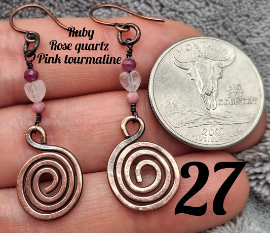 Ruby, rose quartz, pink tourmaline