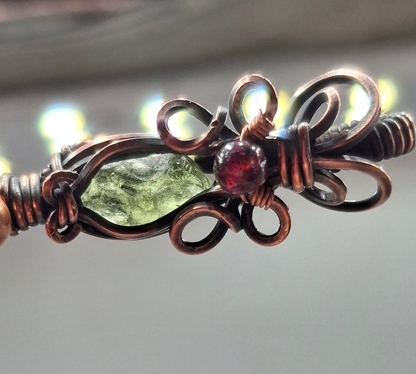 Moldavite and garden quartz