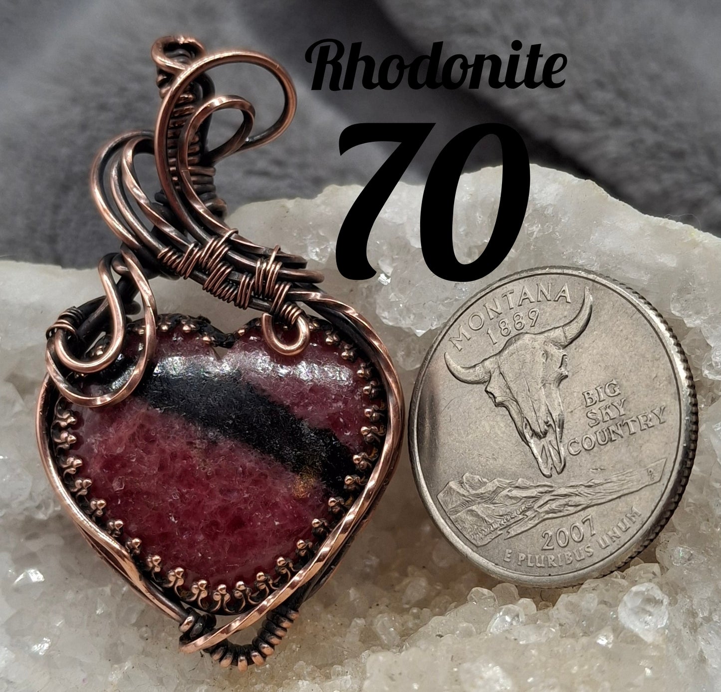 Rhodonite with gallery wire