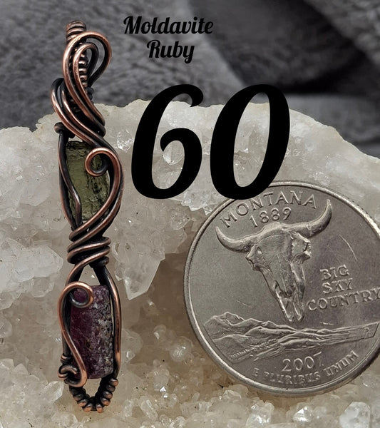 Moldavite and ruby