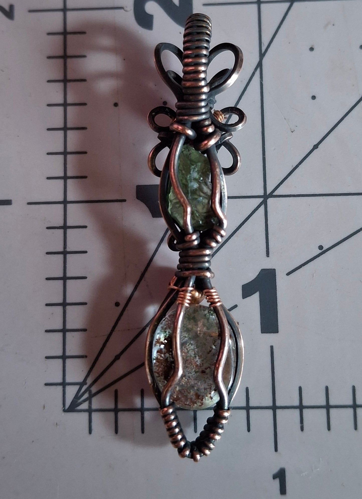 Moldavite and garden quartz