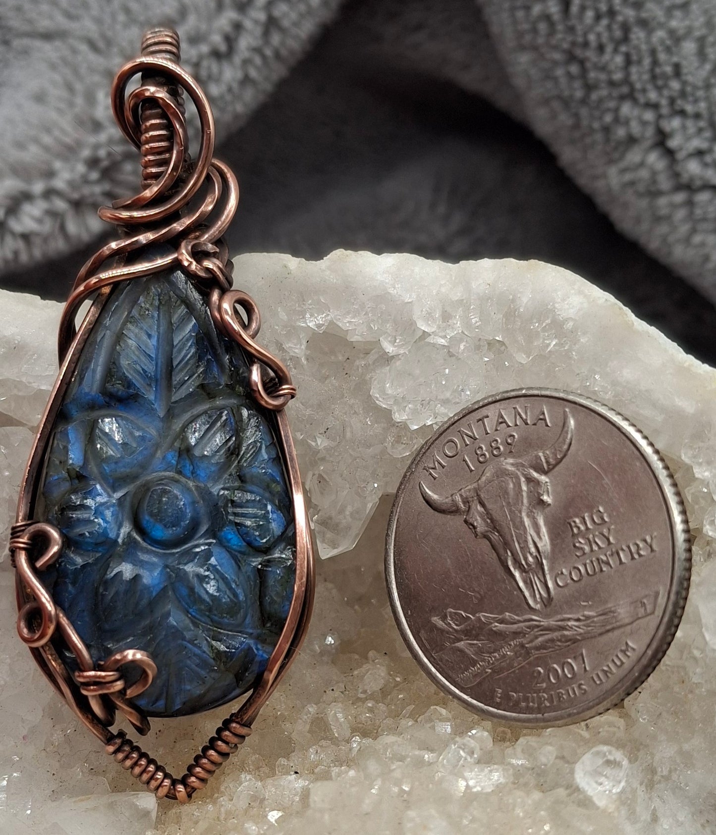 Carved labradorite