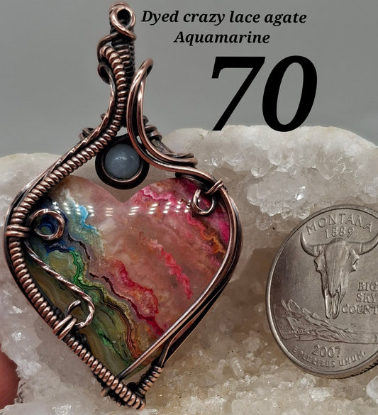 Dyed lace agate/aquamarine