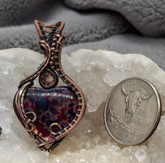 Dyed labradorite heart