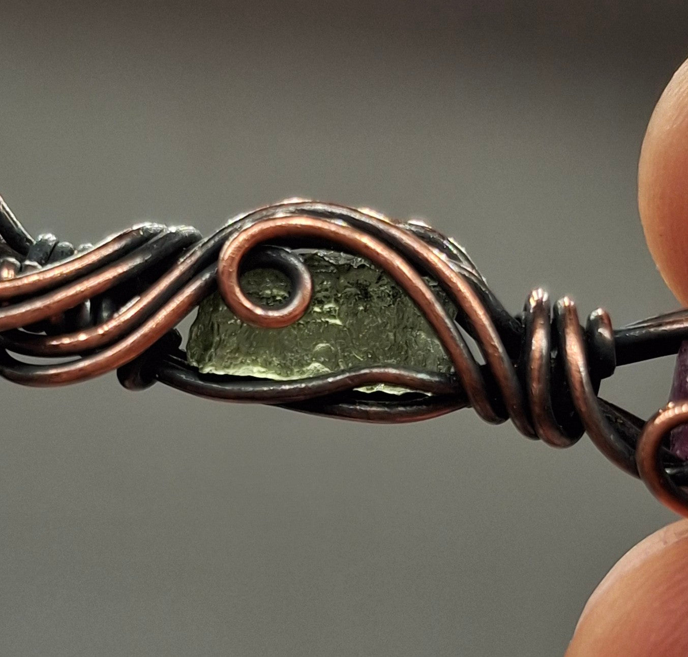 Moldavite and ruby